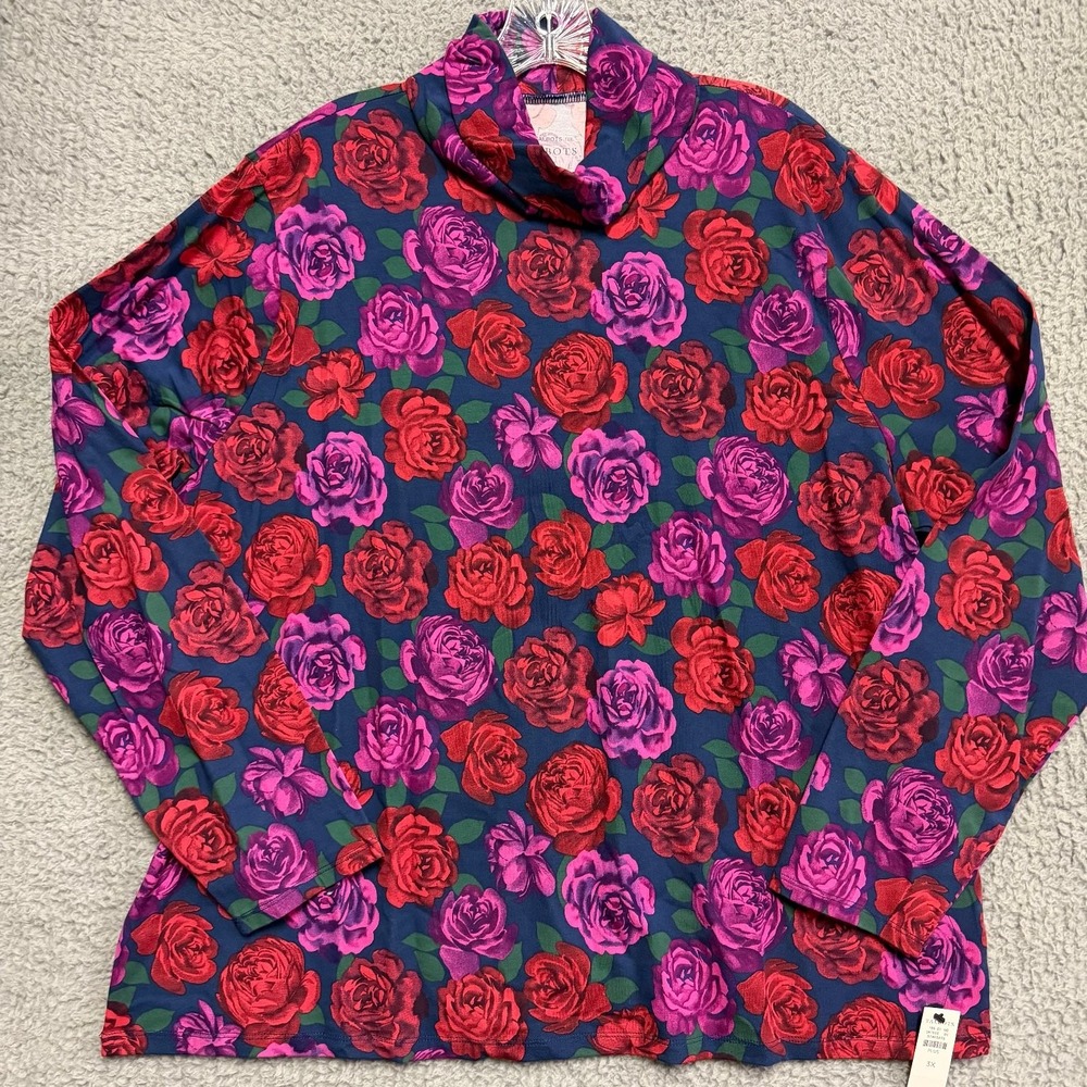 Talbots The Talbots Tee Plus 3X Long Sleeve Floral Cowl Neck Top NWT